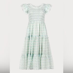 JessaKae Pastel Floral Smocked Maxi Dress in Mint and Light Blue